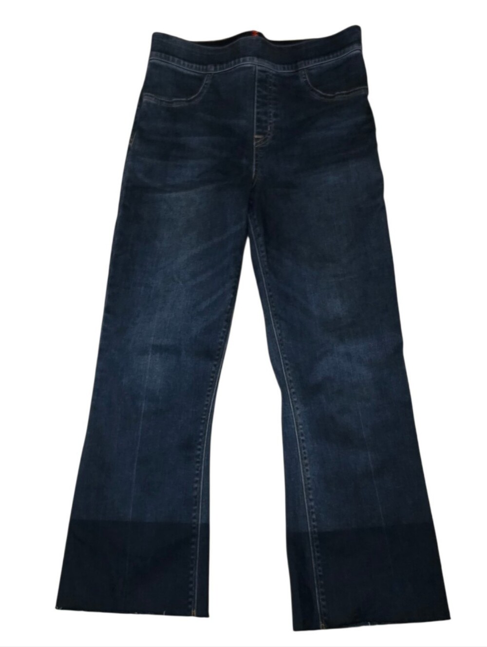SPANX Dark Indigo Crop Two Tones Raw Hem Jeans - M